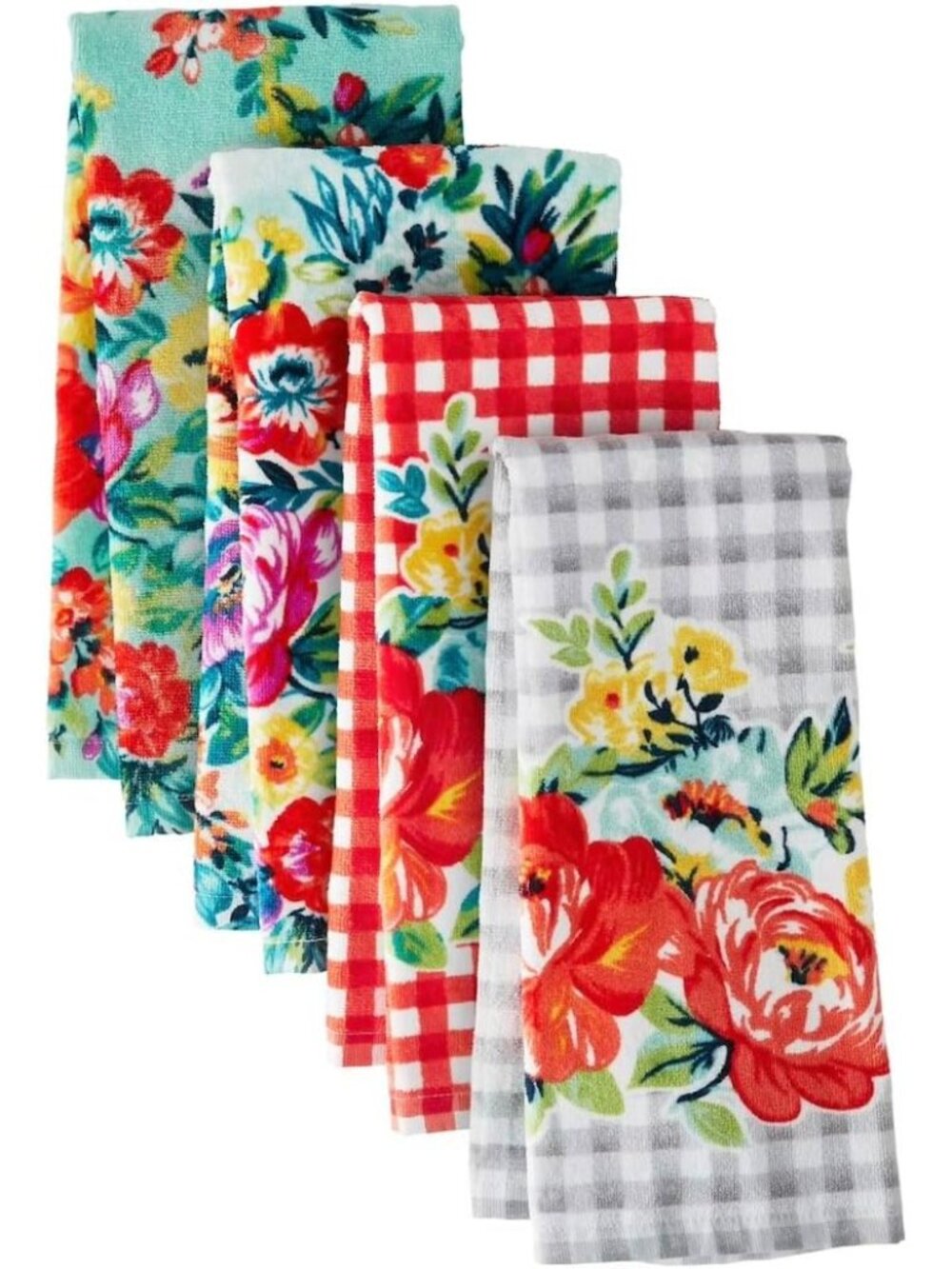 The Woman Pioneer Home Multicolor 4 Piece Cotton Sweet Romance Kitchen Towel Set